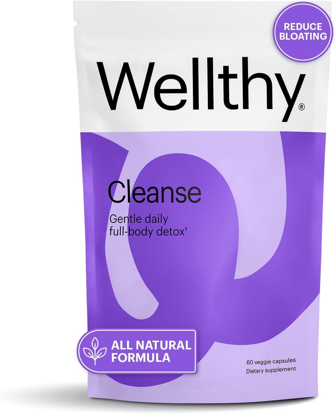 Wellthy Full Body Detox bottle displayed for gentle daily digestion support.