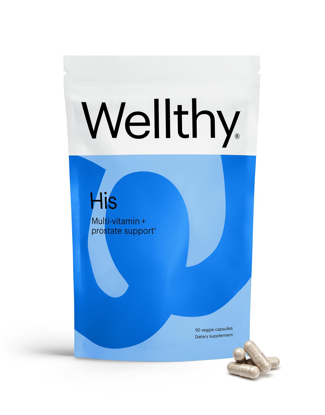Wellthy HIS daily multivitamin bottle for men, suggesting overall wellness and energy gains.