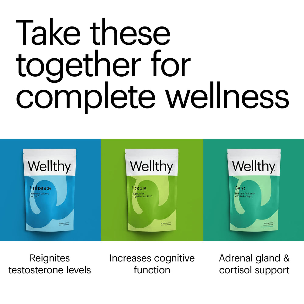 Wellthy HIS daily multivitamin tablets close-up showing capsules and daily use.