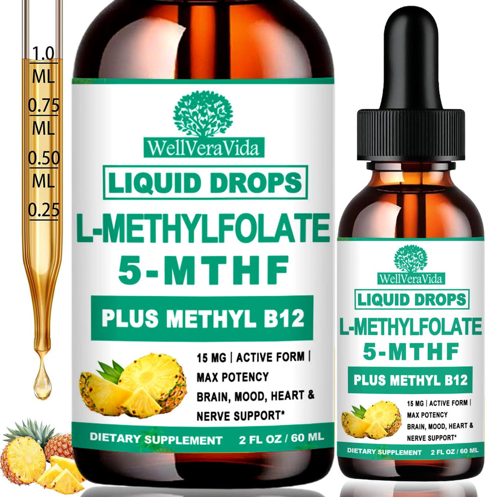 WellVeraVida Methylfolate Drops bottle front for daily mood and energy support