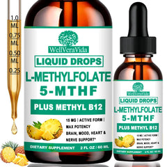 WellVeraVida Methylfolate Drops bottle front for daily mood and energy support