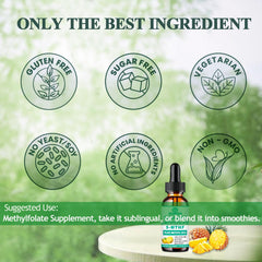 WellVeraVida Methylfolate Drops organic sugar free packaging emphasizing purity