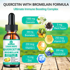 WellVeraVida Quercetin with Bromelain liquid drops pineapple flavor ready for daily use