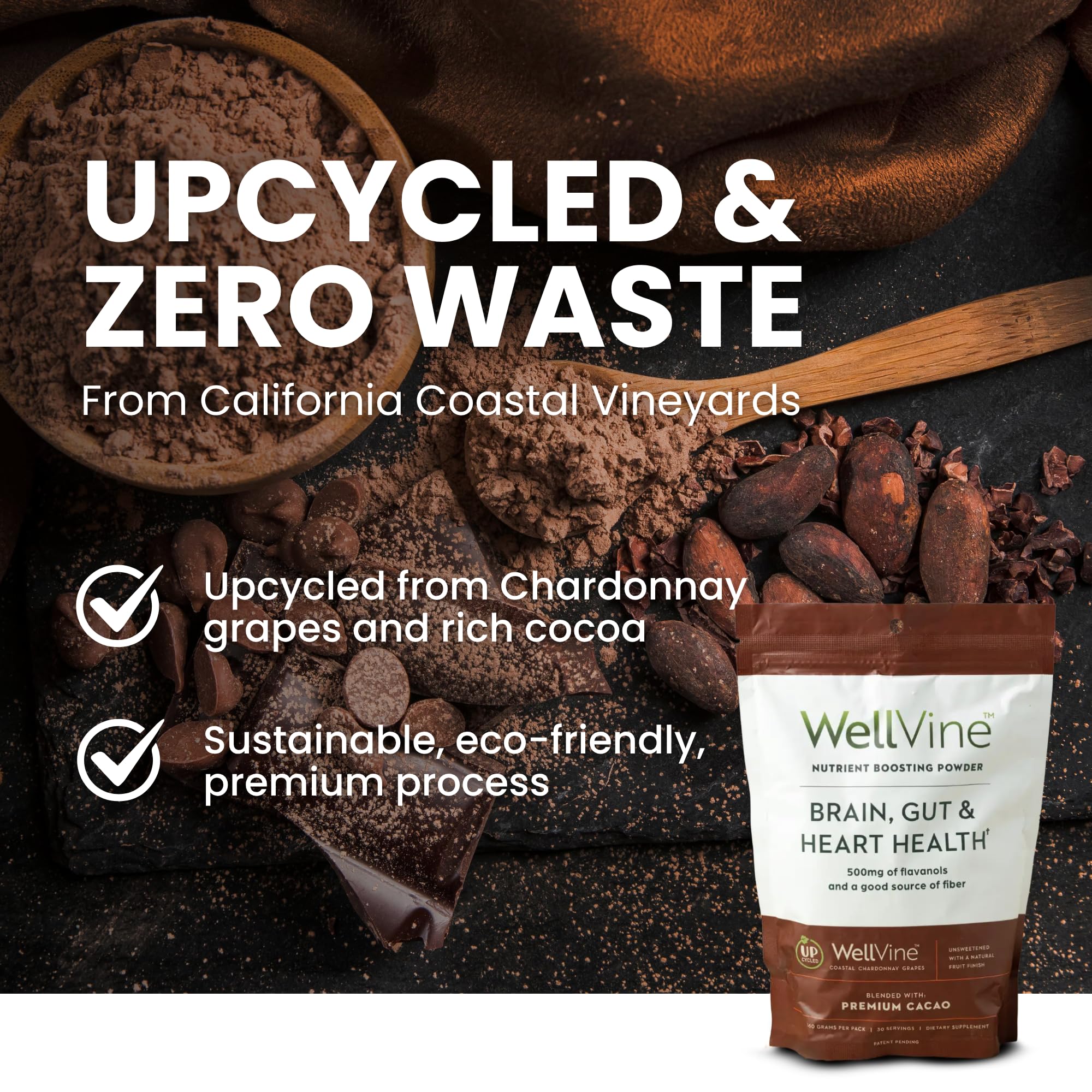 Allergen‑free, plant‑based WellVine product beside a healthy breakfast bowl.