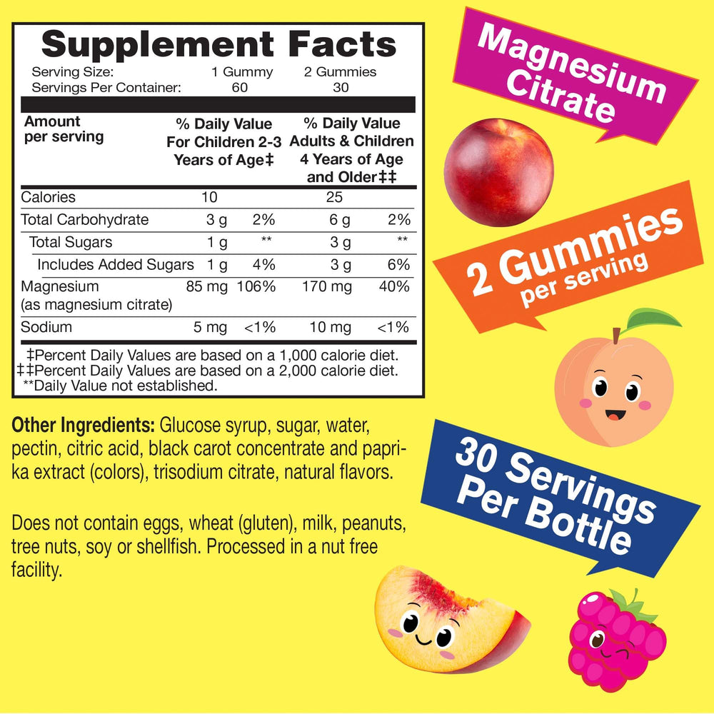 WellYeah magnesium citrate gummies for kids, fruit flavor close-up, easy daily dose.