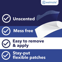 WelMate 4percent lidocaine patch closeup showing a flexible, cut-to-fit design.