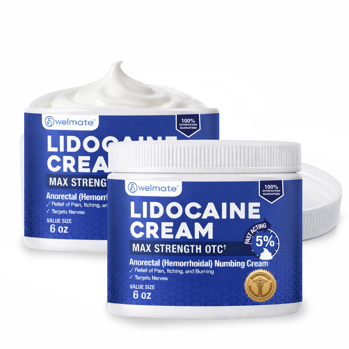 WELMATE 5% lidocaine cream tube ready for fast external relief