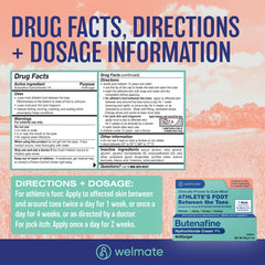 WELMATE Butenafine 1% packaging close-up highlights OTC antifungal solution