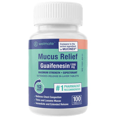 Welmate Mucus Relief bottle pour shows easy daily use with tablet format