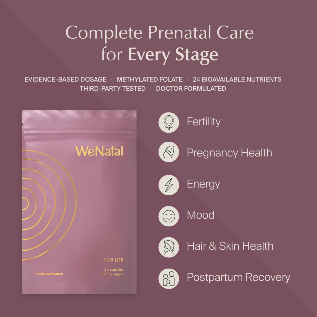 WeNatal for Her gentle iron bisglycinate bottle emphasizes absorption-friendly iron