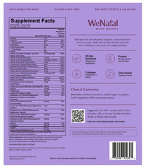 WeNatal Protein for Her packaging shows sustainable refill options and USA-made quality