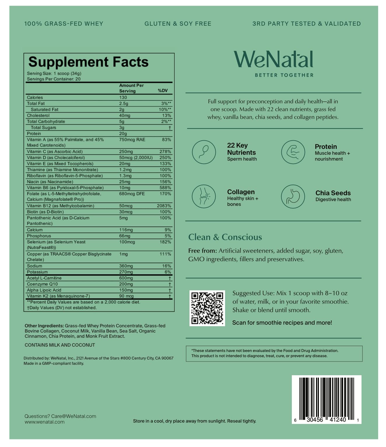 WeNatal Protein for Him oats and shake mix, versatile for breakfast or post-workout fueling.