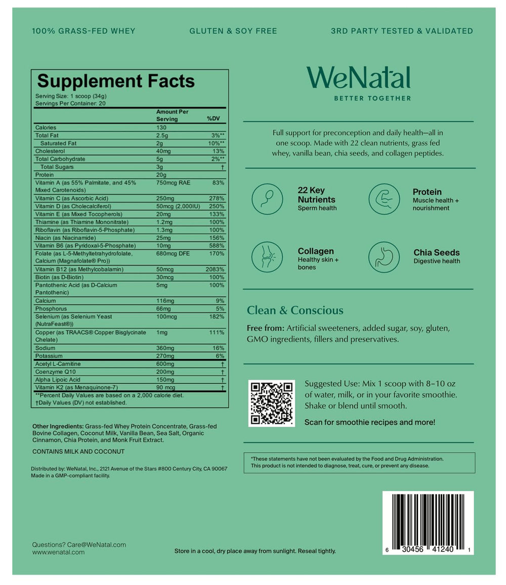 WeNatal Protein for Him oats and shake mix, versatile for breakfast or post-workout fueling.