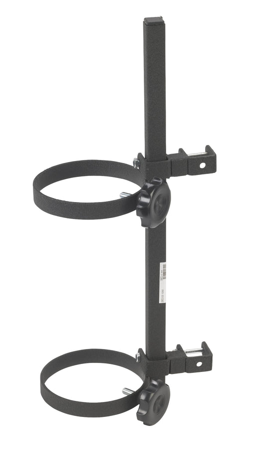Wenzelite Drive oxygen holder on safety roller secures D or E cylinders during transport.