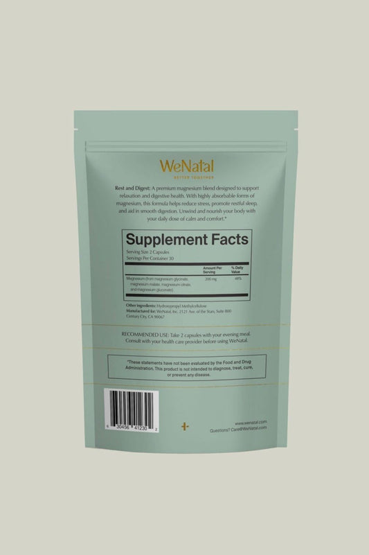 Close-up of capsules showing glycinate and citrate for gentle absorption.