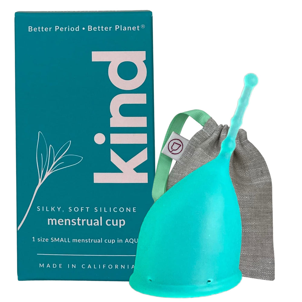 WEVOTOPIA Kind Cup Aqua Small held in hand for easy insertion and comfort.