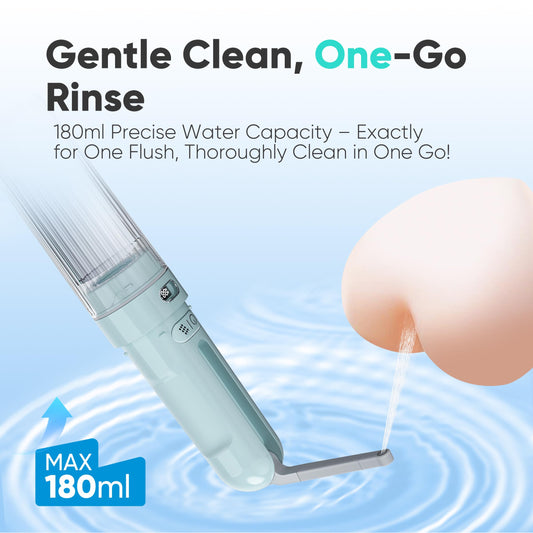 WeWi HLTH bidet in hand for easy on-the-go cleansing.