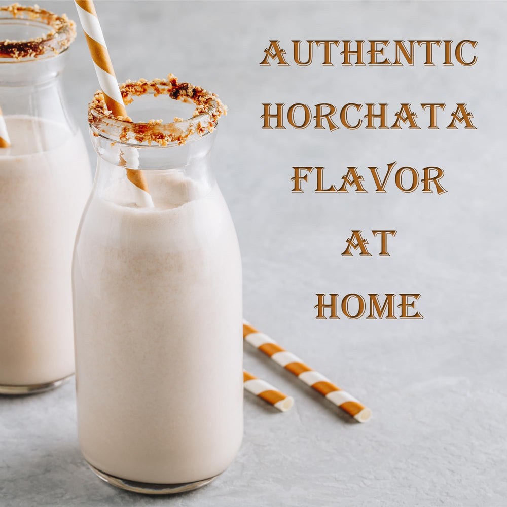 Wey! Horchata powder being mixed to showcase high protein and traditional flavor.