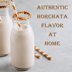 Wey! Horchata powder being mixed to showcase high protein and traditional flavor.
