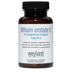Weyland Lithium Orotate 5mg bottle pour for precise daily dosing.