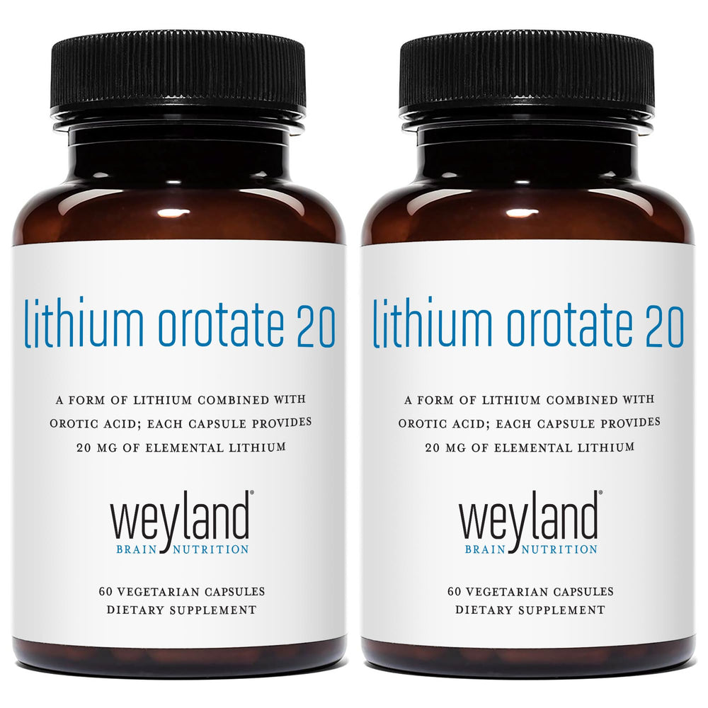 Weyland Lithium Orotate bottle front for daily balance support.