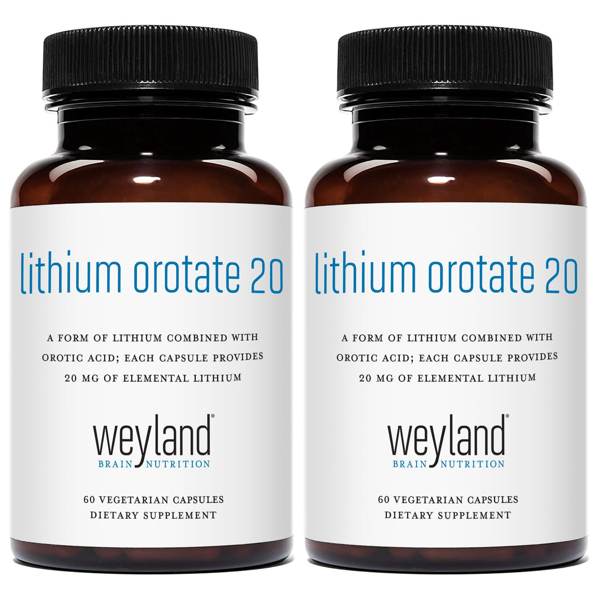 Weyland Lithium Orotate bottle front for daily balance support.