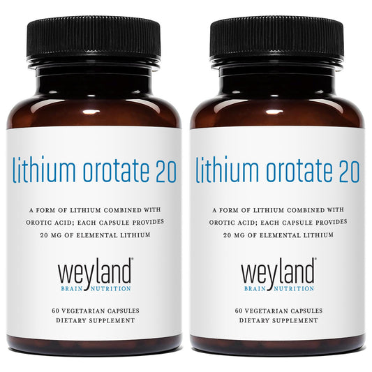 Weyland Lithium Orotate bottle front for daily balance support.