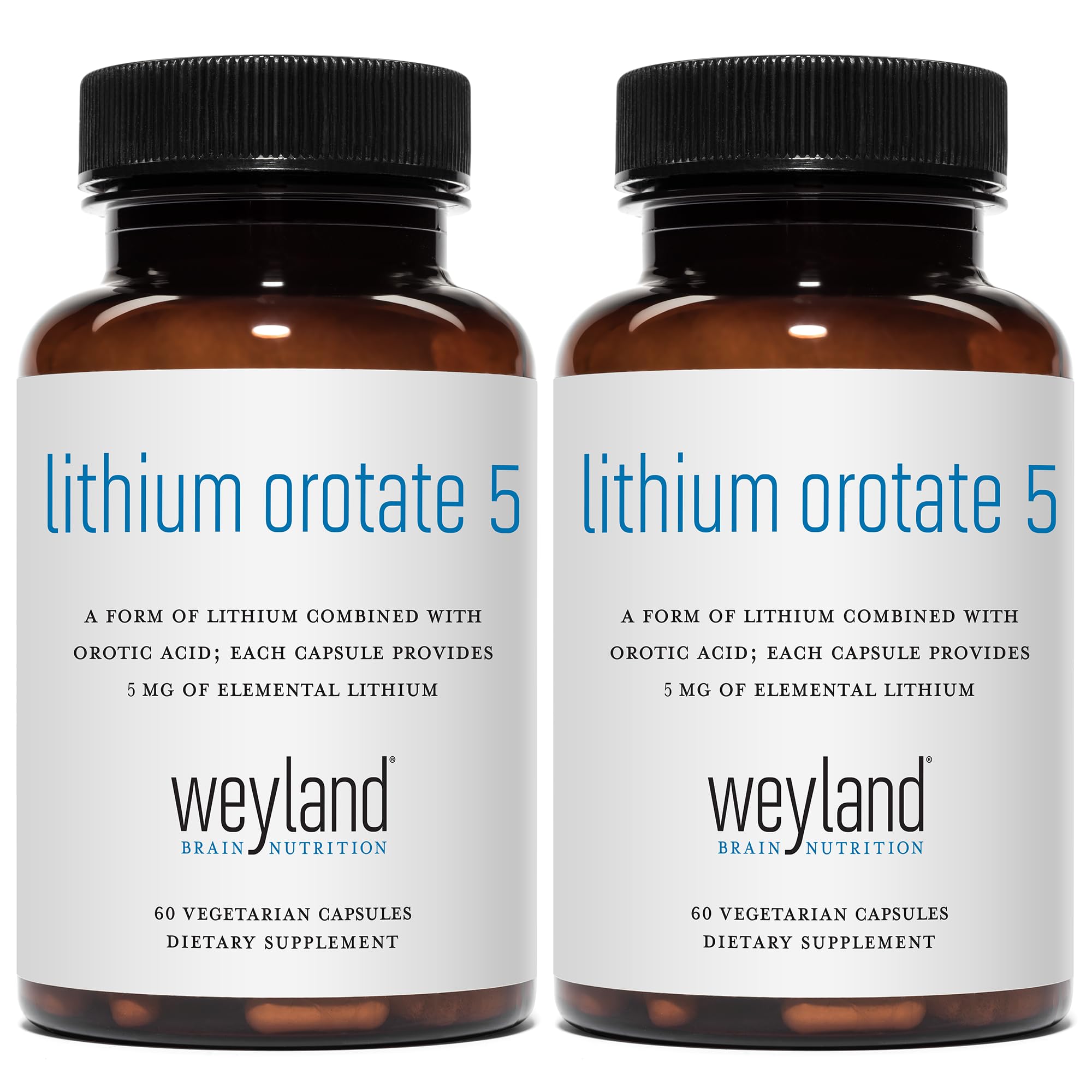 Weyland Lithium Orotate bottle on a clean surface for daily supplement use.