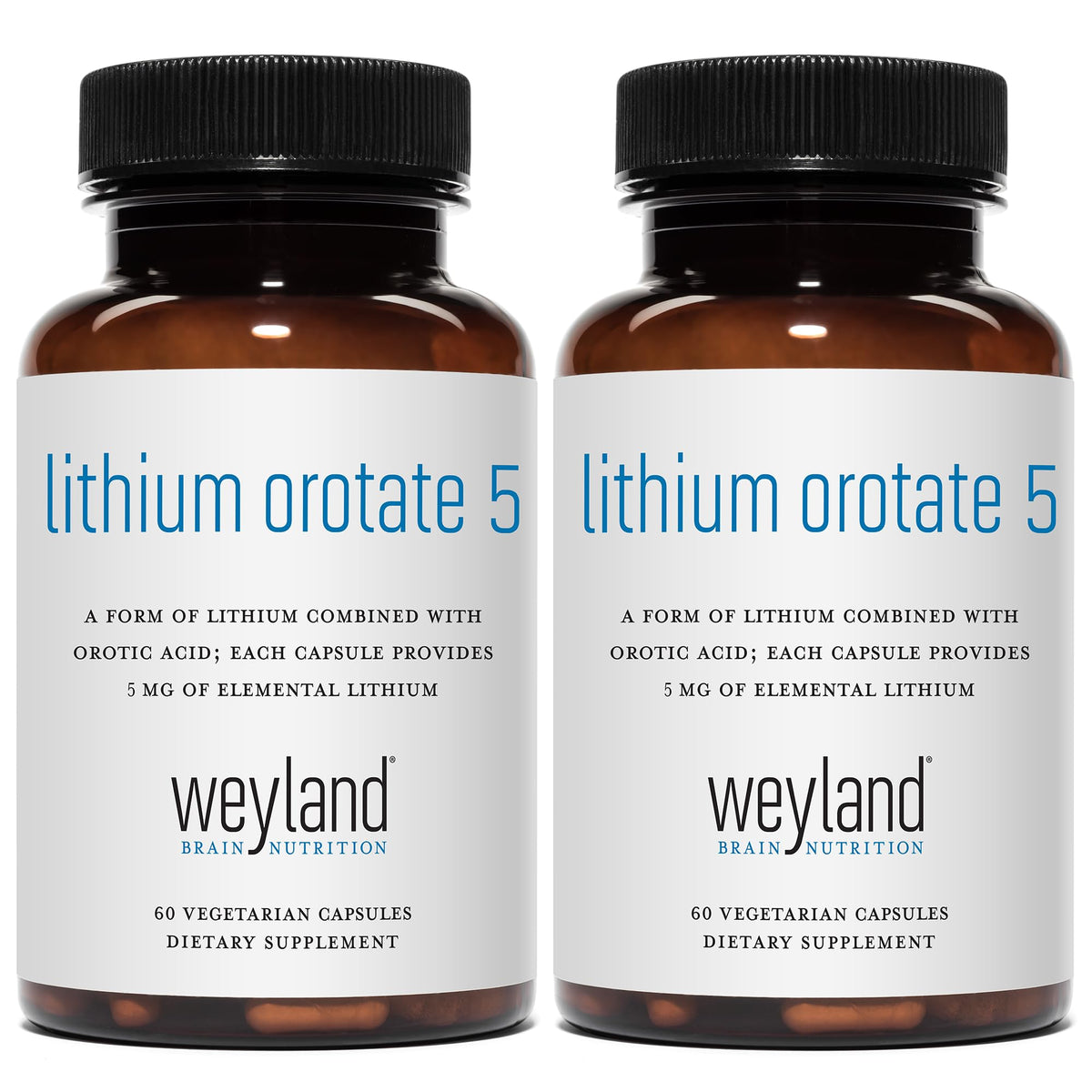Weyland Lithium Orotate bottle on a clean surface for daily supplement use.