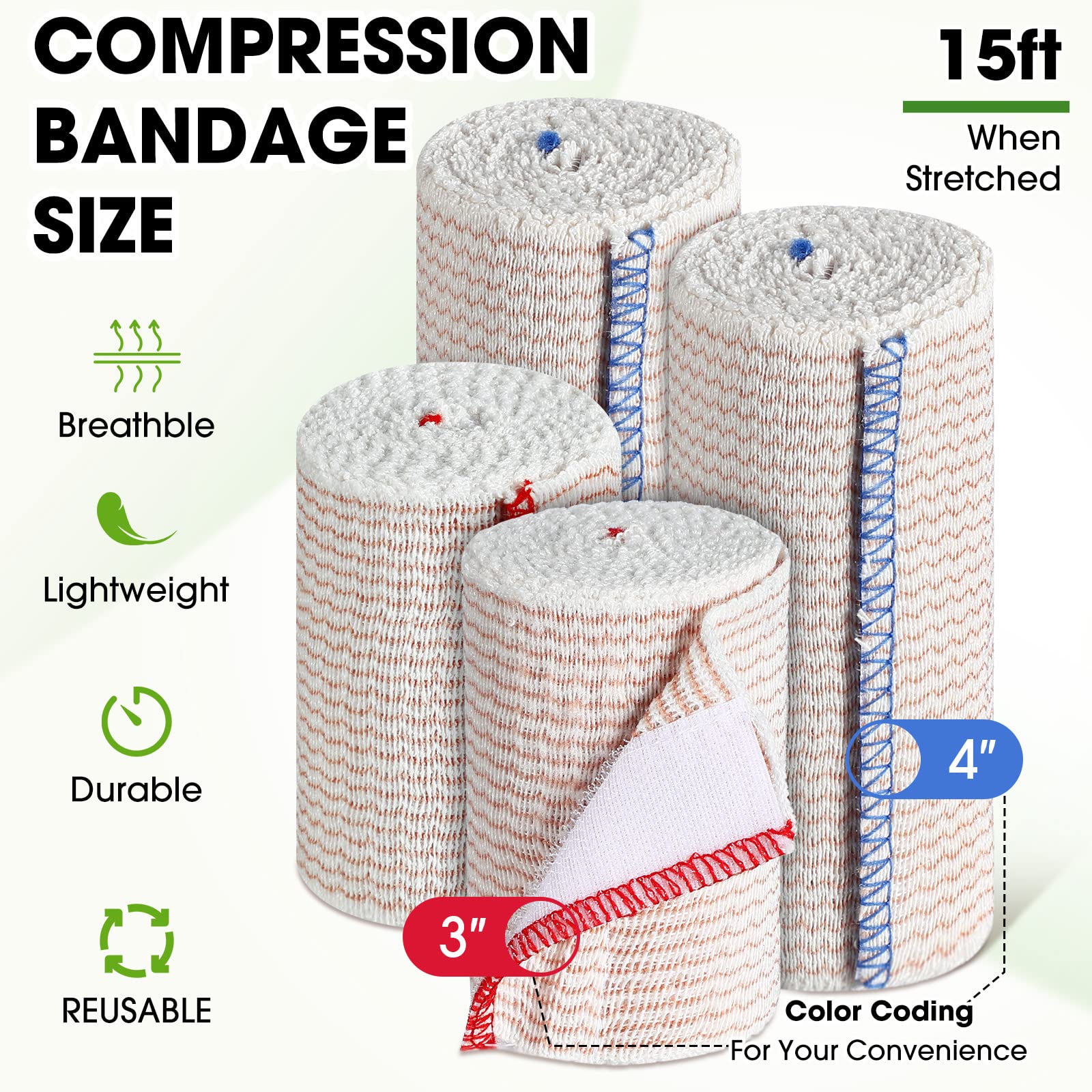 Weysat 4-inch elastic bandage wrap close-up highlighting strong loop closure for stability