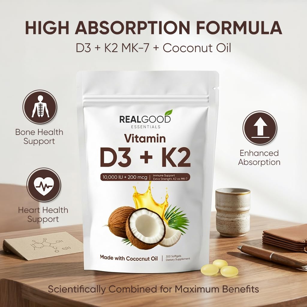 WGYPEU Real Good Essentials virgin coconut oil matrix enhances D3K2 absorption