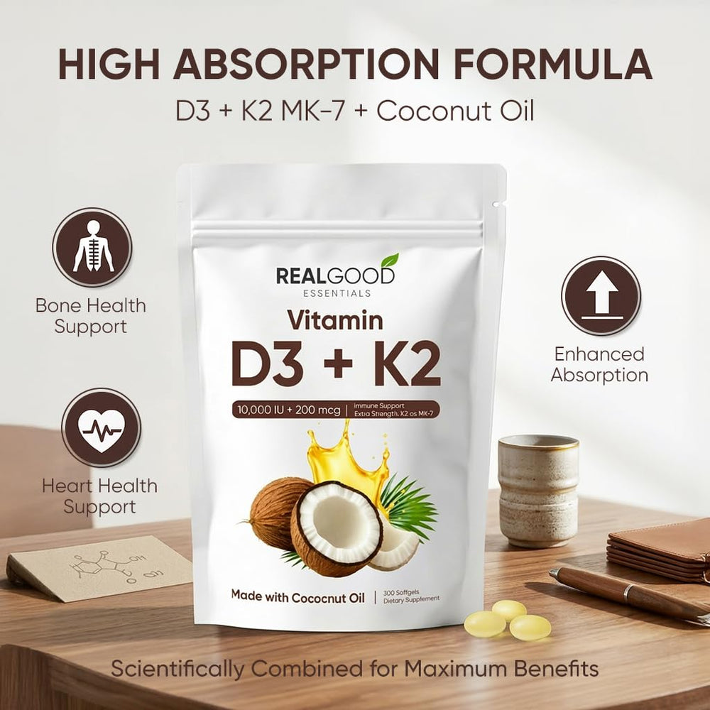 WGYPEU Real Good Essentials virgin coconut oil matrix enhances D3K2 absorption