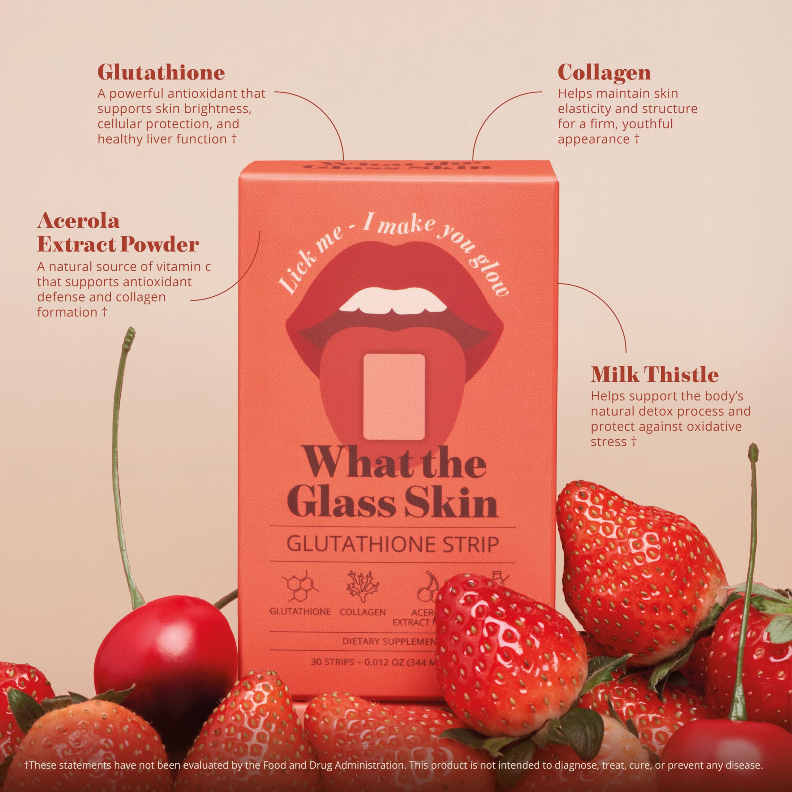What the Glass Skin Glutathione Strip dissolving on the tongue for quick absorption.