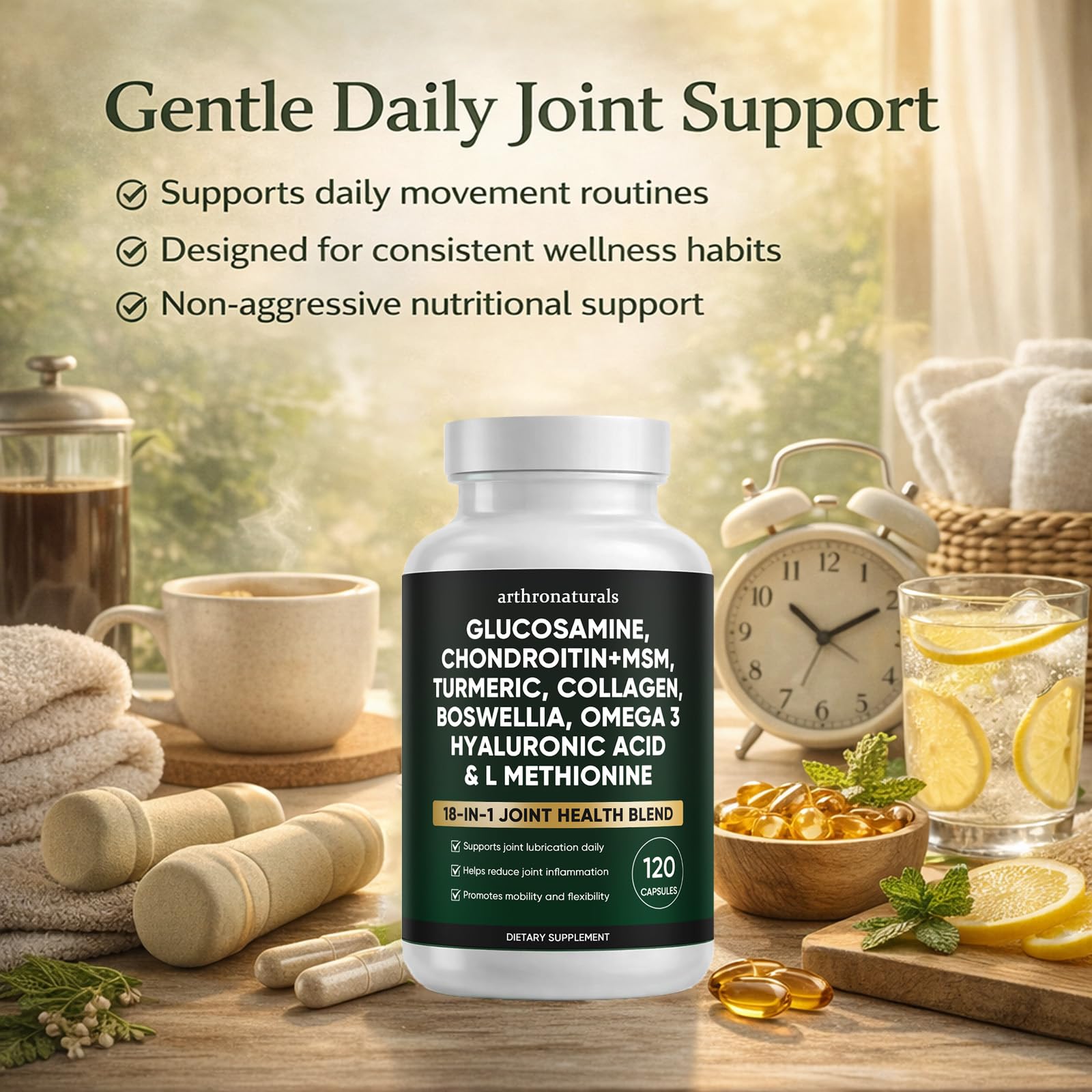 WHDEOW ArthroNaturals blend with glucosamine chondroitin MSM turmeric for daily mobility