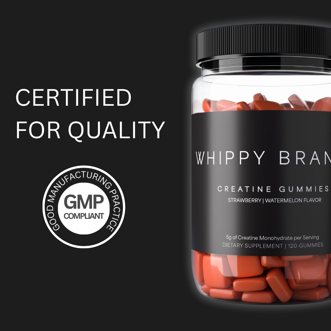 Whippy Brands Creatine Gummies paired with gym gear for a workout snack