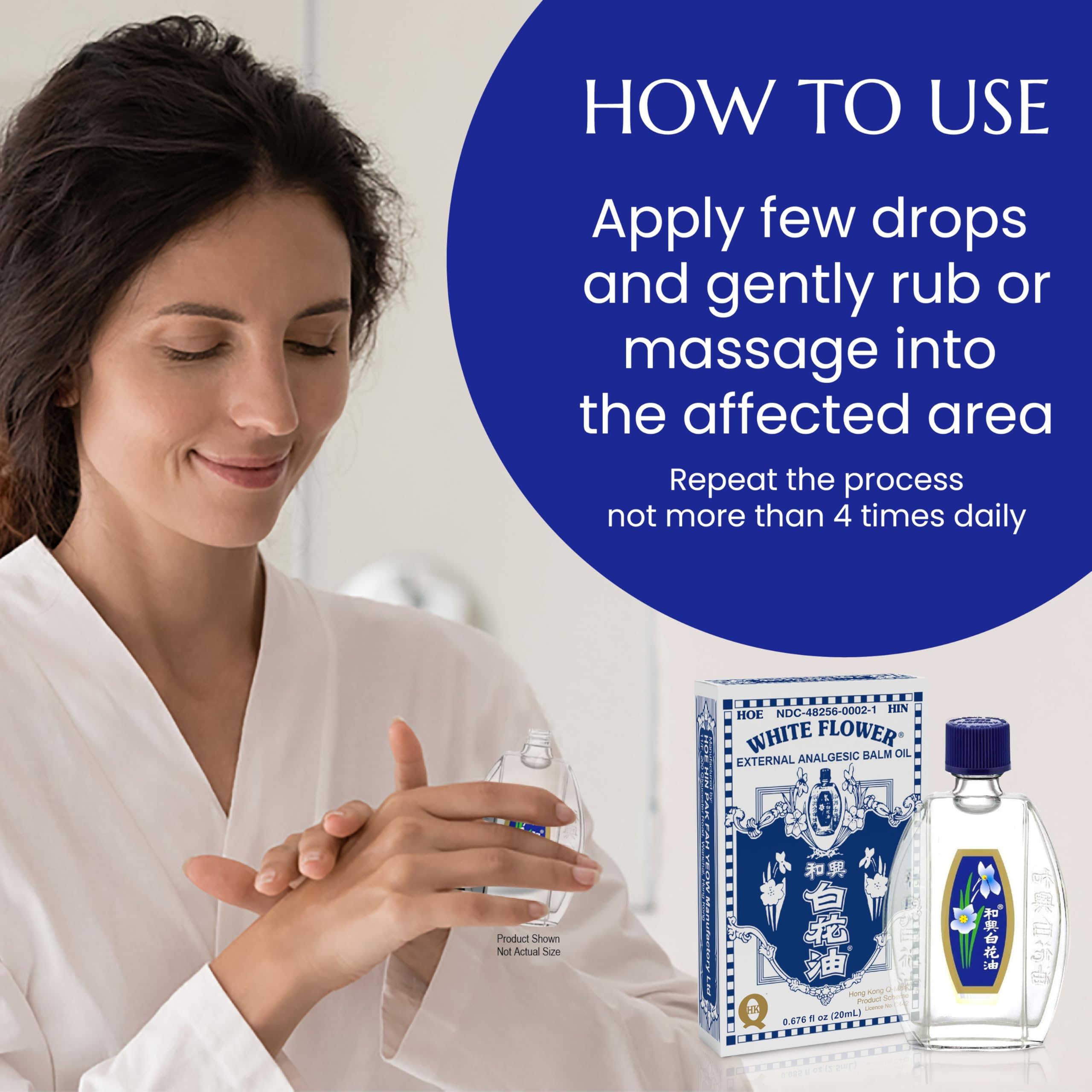 Person applies White Flower Balm Oil after activity for soothing relief.