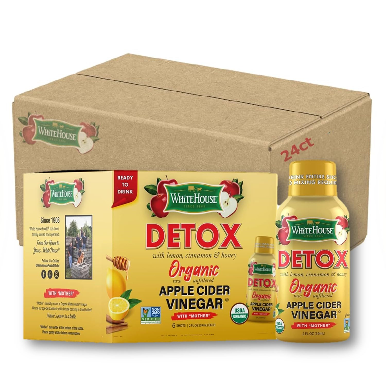 White House Detox shot bottle two-ounce pour for on-the-go refresh