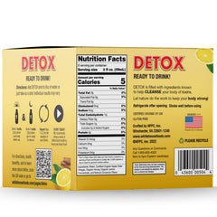 White House Detox shot front-label detail highlights raw formula