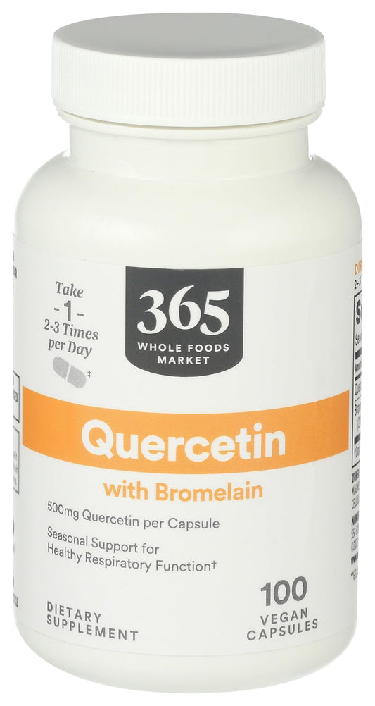 Whole Foods Market quercetin with bromelain bottle for daily immune support potential