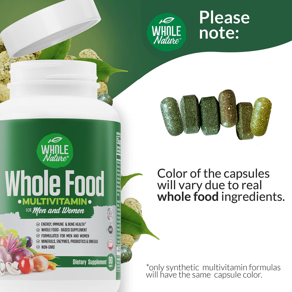Whole Nature greens blend image emphasizes plant based nutrition.