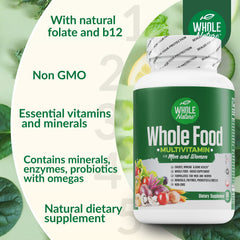 Whole Nature multivitamin tablets close up showing daily dose.