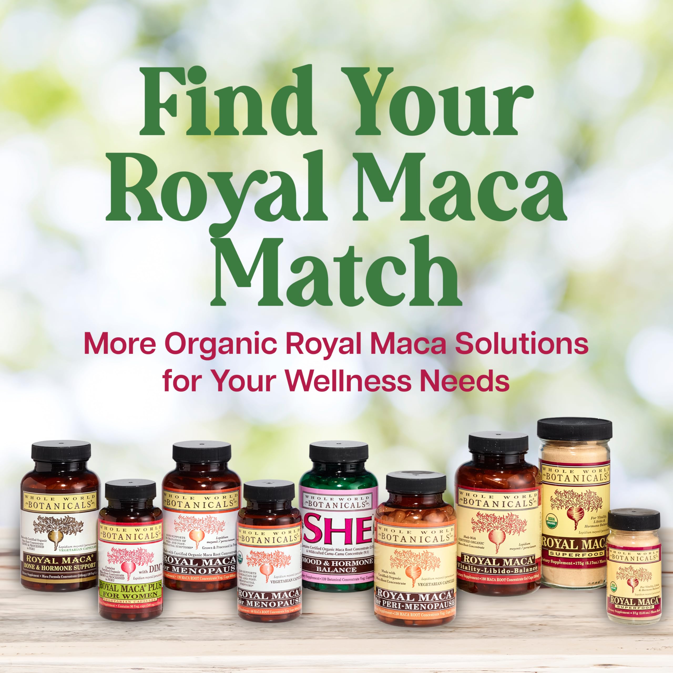 Ingredients panel of Royal Maca highlighting plant-based sourcing
