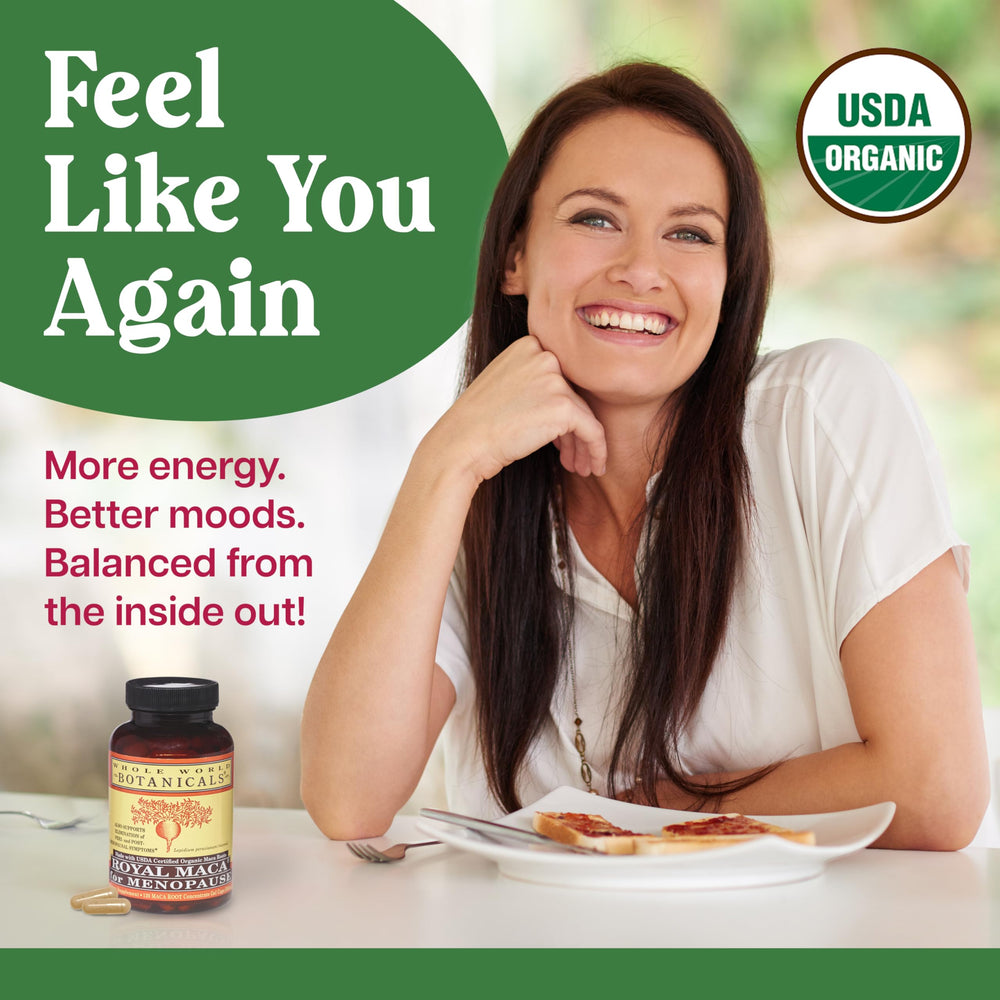 Royal Maca packaging displayed on a shelf for premium menopause support