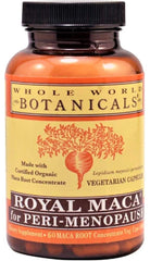 Whole World Botanicals Royal Maca bottle with capsules for peri-menopause support