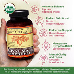 Pouring Royal Maca capsules to illustrate convenient dosing