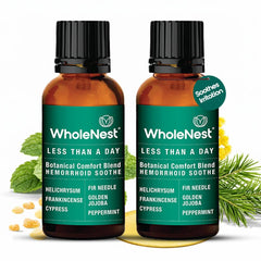 WholeNest hemorrhoid oil bottle ready for daily comfort.
