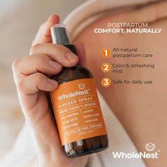 WholeNest Postpartum Essentials Multi-Use Perineal Spray baby-care safe, gentle for little ones.