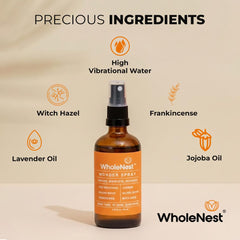 WholeNest Postpartum Essentials Multi-Use Perineal Spray face-mist for soft, hydrated skin.