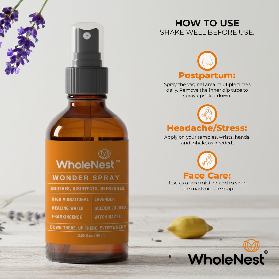 WholeNest Postpartum Essentials Multi-Use Perineal Spray perineal-spray for soothing relief.