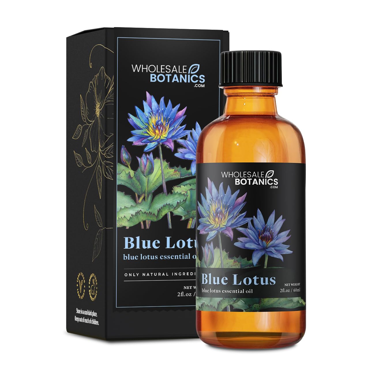 Wholesale Botanics Blue Lotus Essential Oil bottle pour for calming aromatherapy